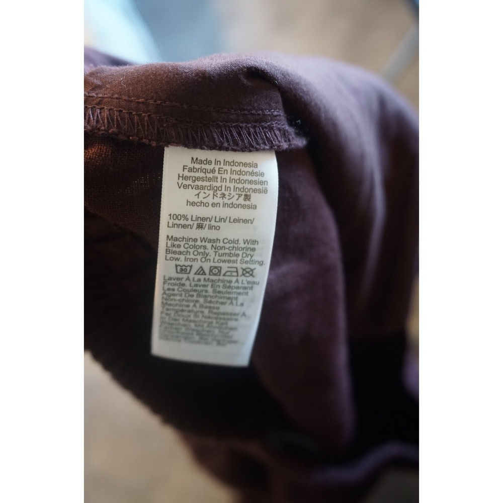 Madewell Maroon Easy Pull-On Pant in 100% Linen, Size Large, AG1.C1000 - Picture 9 of 10